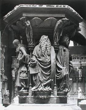 Moses, detail from the hexagonal pedestal of the Well of Moses, copy of the original from Chartreuse