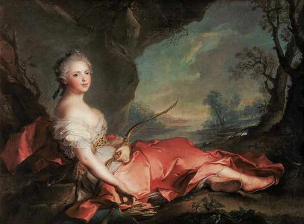 Portrait of Maria Adelaide of France, daughter of Louis XV dressed as Diana von Jean Marc Nattier
