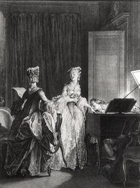 The Harpsichord, illustration from 'La Nouvelle-Heloise' von Jean Michel the Younger Moreau