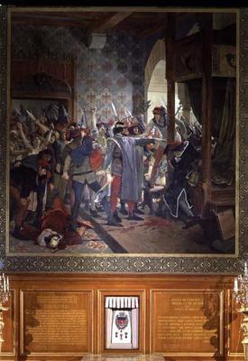 Etienne Marcel (d.1358) protecting the Dauphin from the Mob in 1358 15th