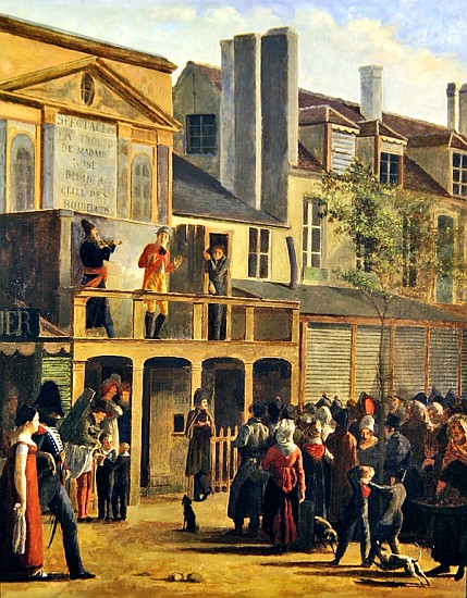 Street theatre performance of Bobeche and Galimafre, c.1820 von Jean Roller