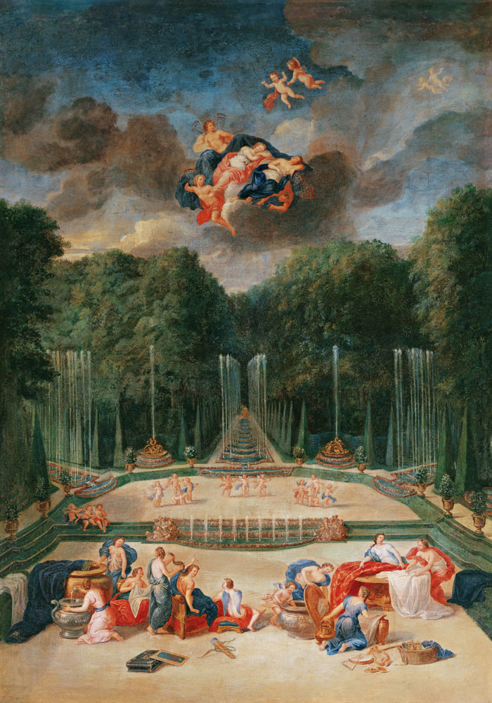 The Groves of Versailles. View of the Theatre of Water with Nymphs waiting to receive Psyche von Jean the Younger Cotelle
