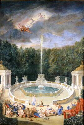 The Groves of Versailles. View of the Grove of Domes with nymphs decorating the chariot of Apollo wi 1610