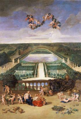 View of the Orangerie at Versailles, from the Piece d'Eau des Suisses and the King's Vegetable Garde 1688