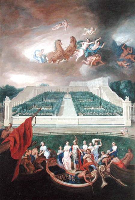 View of the Orangerie and the Chateau de Versailles with the Abduction of Helen von Jean the Younger Cotelle
