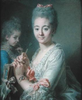 Madame Theodore Lacroix Drawing a Portrait of her Daughter, Suzanne Felicite stel on