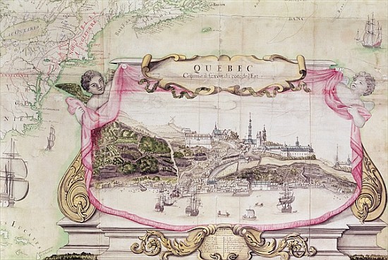 Cartouche of Quebec from ''Carte de l''Amerique Septentrionale'' von Jean Baptiste Louis Franquelin