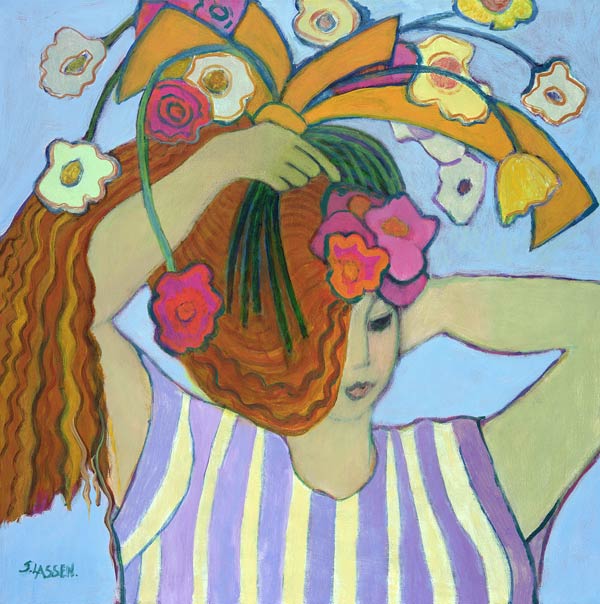 Flowers in Her Hair, 2003-04 (acrylic on canvas)  von Jeanette  Lassen