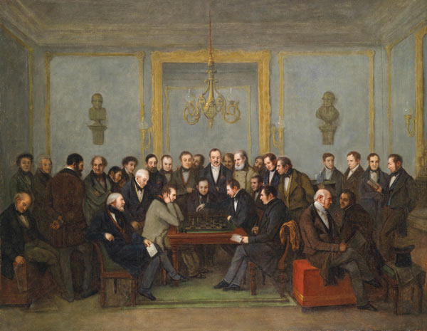 Das berühmte Schachspiel zwischen Howard Staunton und Pierre Saint Amant am 16. Dezember 1843 von Jean Henri Marlet