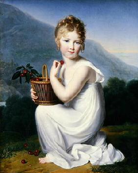 Young Girl Eating Cherries (oil on canvas) 1856