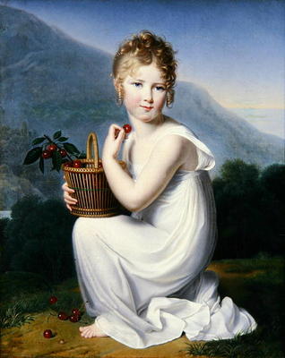 Young Girl Eating Cherries (oil on canvas) von Jeanne-Elisabeth Chaudet