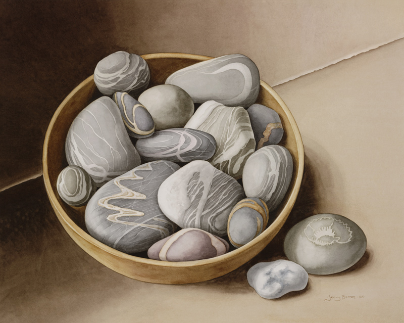 Bowl of Pebbles, 2005 (w/c on paper)  von Jenny  Barron