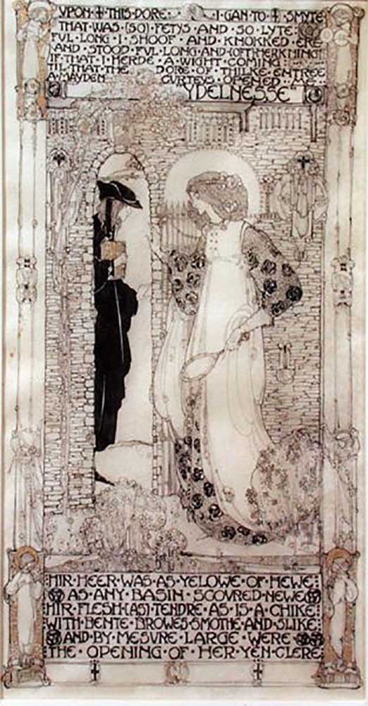 Müßiggang, aus Die Romaunt der Rose von Chaucer (c.1342-1400) von Jessie Marion King