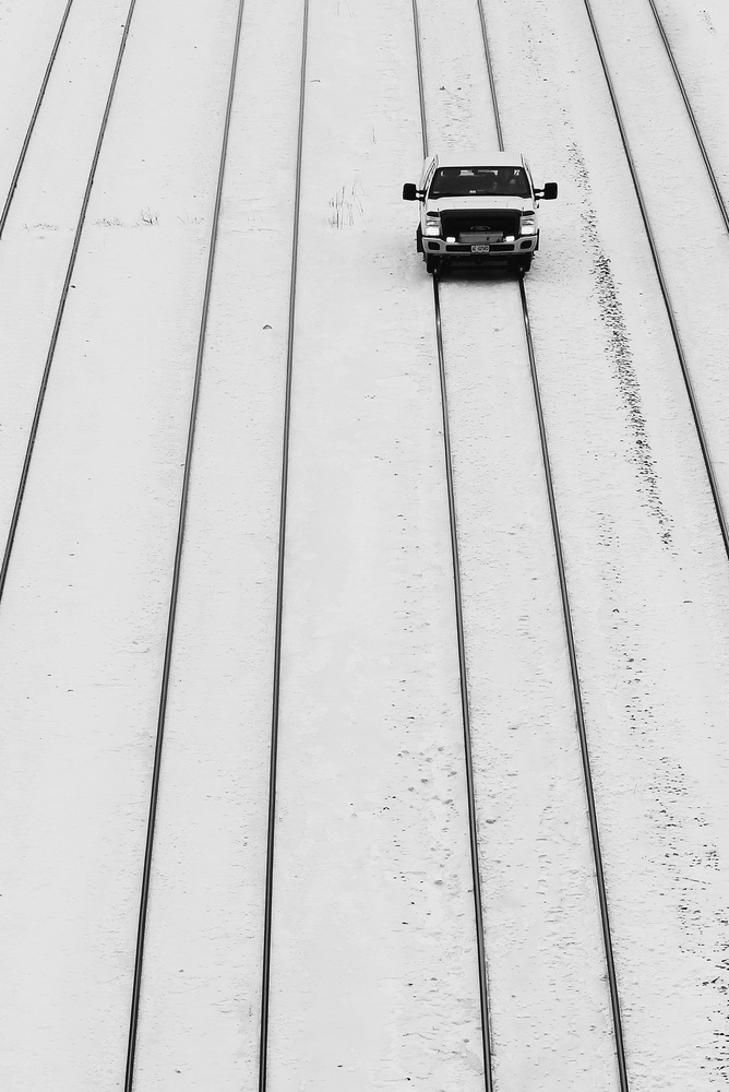 Eisenbahnwagen im Schnee von Jian Wang