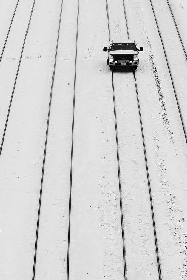 Eisenbahnwagen im Schnee