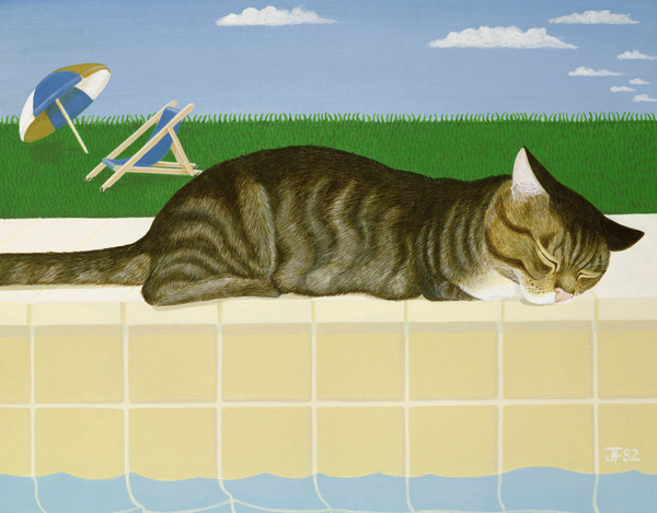 Tabby cat by a pool von Joan Freestone