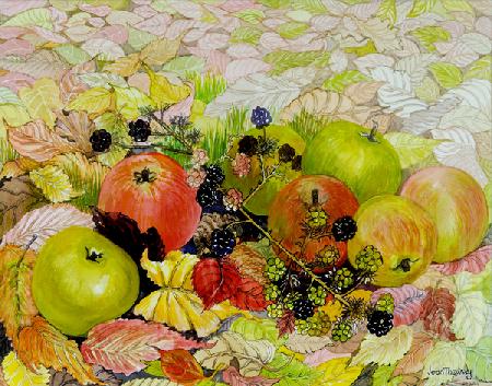 Apples and Blackberries on Autumn Leaves 2010