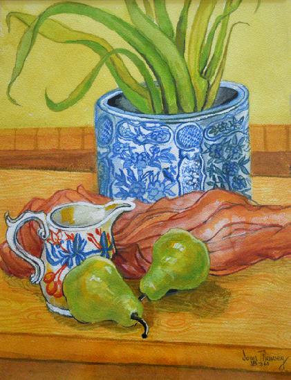 Blue and White Pot, Jug and Pears 2006