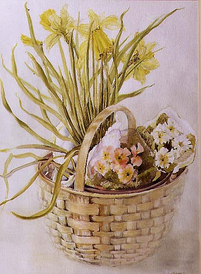 Daffodil Basket (w/c on paper)  von Joan  Thewsey
