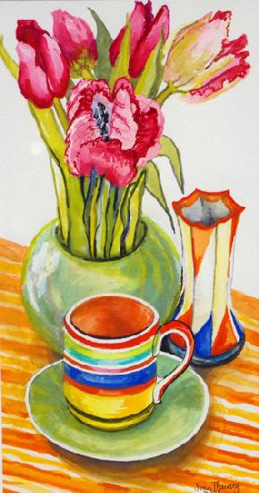 Striped Cup with Saucer, Vase and Tulips 2003