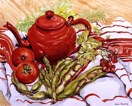 The Red Teapot (w/c on paper)  von Joan  Thewsey