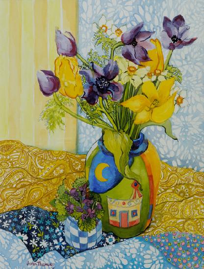 Tulips and Anemones with a Pot of Violets 2010