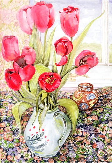 Tulips in a Rye Jug (w/c)  von Joan  Thewsey