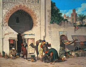 Strassenszene mit Arabern und Kamelen 1877