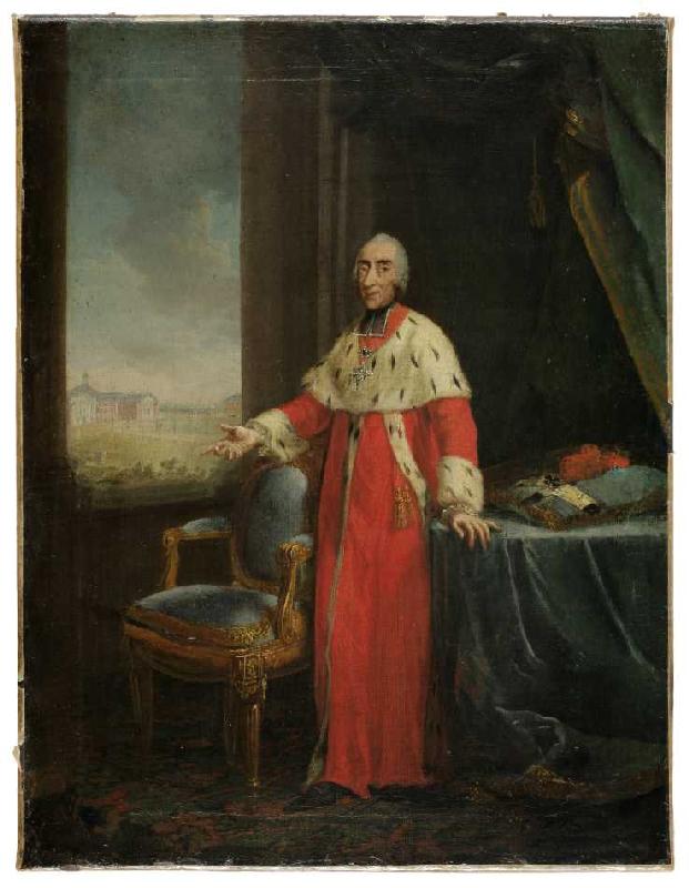 Bildnis des Kölner Kurfürsten Maximilian Friedrich von Königseck-Rothenfels als Bauherr des Schlosse von Joh. Heinrich Wilhelm Tischbein