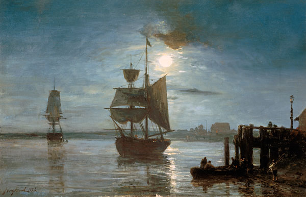 Segelschiff bei Vollmond. von Johan Barthold Jongkind