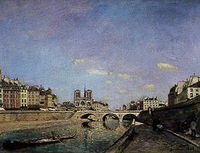 Paris, Seinebrücke und Notre Dame von Johan Barthold Jongkind