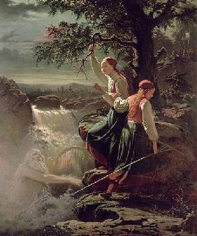 Two Peasant Girls Listening to the Playing of the Water-Sprite 1860