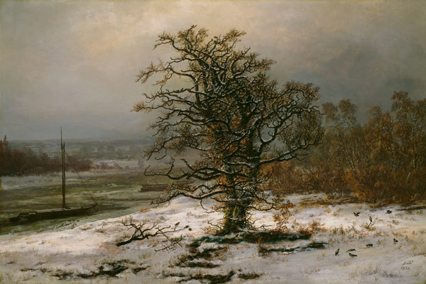 Eichbaum an der Elbe im Winter von Johan Christian Clausen Dahl