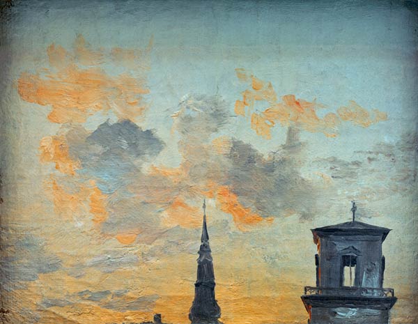 Two Towers in Copenhagen Against the Evening Sky von Johan Christian Clausen Dahl