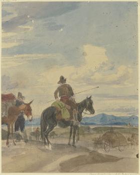 Bauer zu Pferde und Maultiertreiber aus der römischen Campagna