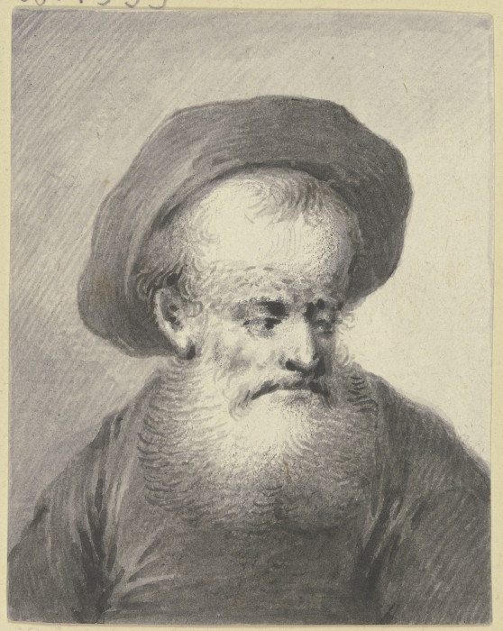 Brustbild eines weißbärtigen Mannes mit Kappe, leicht nach rechts gewandt von Johann Andreas Benjamin Nothnagel