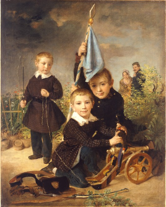 Kinder beim Soldatenspiel von Johann Baptist Reiter