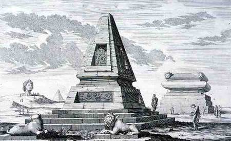Pyramids marking the Tomb of King Sotis of Egypt, found in the ruins of Heliopolis. from 'Entwurf ei von Johann Bernhard Fischer von Erlach