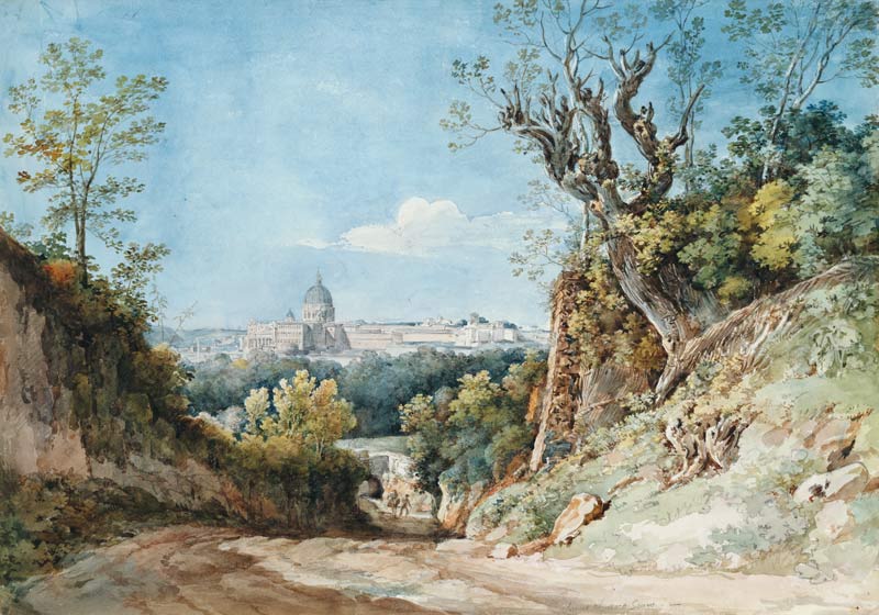 Blick auf St. Peter in Rom beim Arco Scuro. von Johann Georg von Dillis