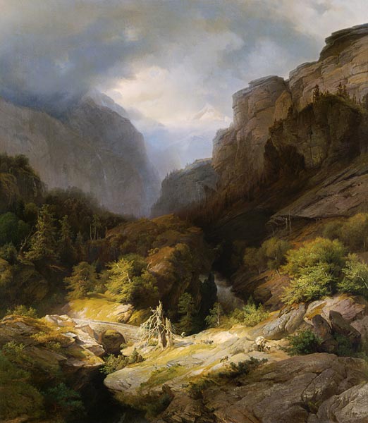 An Alpine Landscape in a Storm von Johann Gottfried Steffan