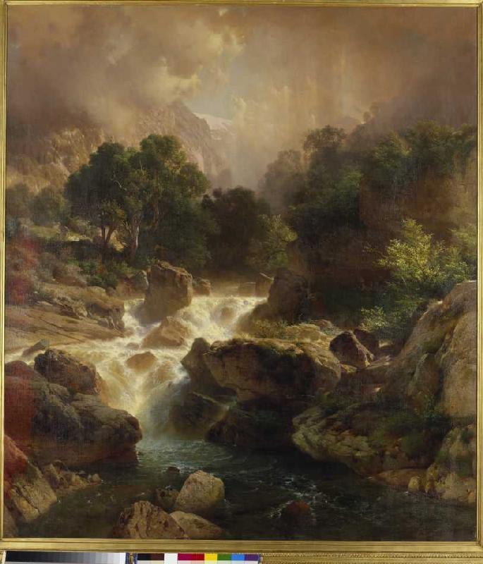 Landschaft mit Wasserfall von Johann Gottfried Steffan