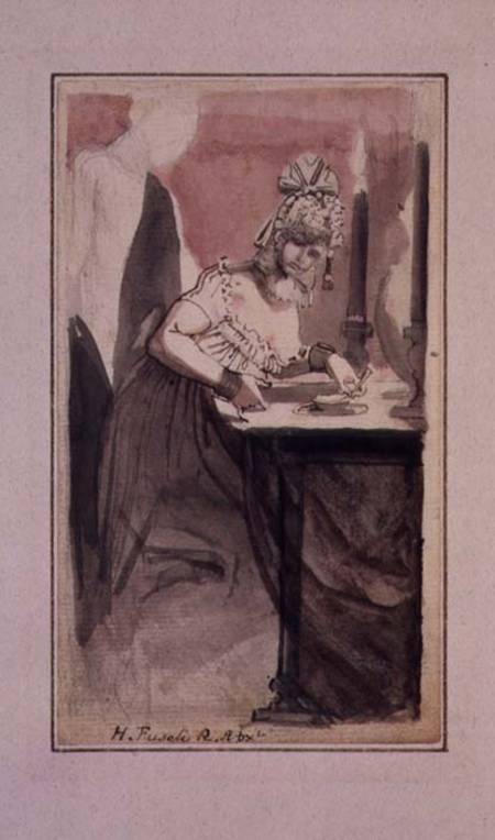 A Courtesan at her Dressing Table (pen & ink and watercolour on paper) von Johann Heinrich Füssli