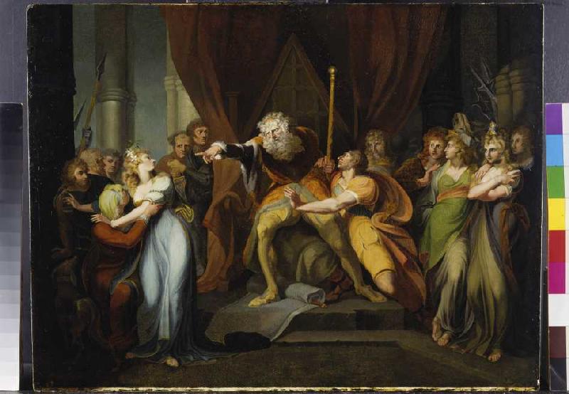 König Lear verstößt seine Tochter Cordelia von Johann Heinrich Füssli