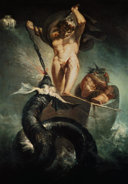 Thor im Kampf mit der Midgardschlange von Johann Heinrich Füssli