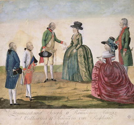 Meeting between Joseph II of Germany (1741-90) and Empress Catherine the Great (1729-96) at Koidak, von Johann Hieronymus Loeschenkohl