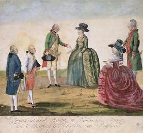 Meeting between Joseph II of Germany (1741-90) and Empress Catherine the Great (1729-96) at Koidak, 17th