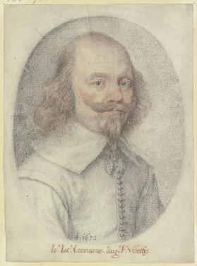 Bildnis eines Mannes mit Spitzbart und herabwallendem Haar im Oval