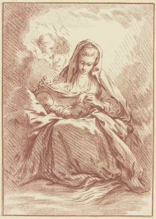 Madonna mit dem Kind auf dem Schoß und drei Engelsköpfchen von Johann Ludwig Ernst Morgenstern