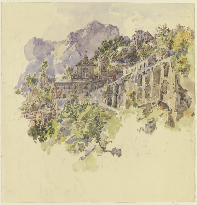 Kloster im Gebirge mit großen Terrassen und Treppen von Johann Nepomuk Rauch