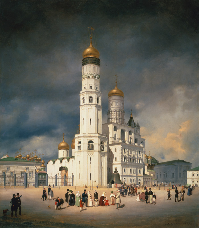 Die Familie Olsufjeff auf dem Ivanovskaja-Platz im Kreml (Moskau) von Johann Philipp Eduard Gaertner